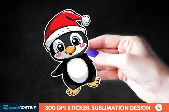 Christmas Cute Penguin Sticker Clipart Sublimation Regulrcrative 