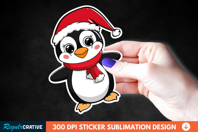 Christmas Cute Penguin Sticker Clipart Sublimation Regulrcrative 
