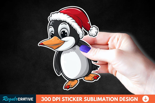 Christmas Cute Penguin Sticker Clipart Sublimation Regulrcrative 