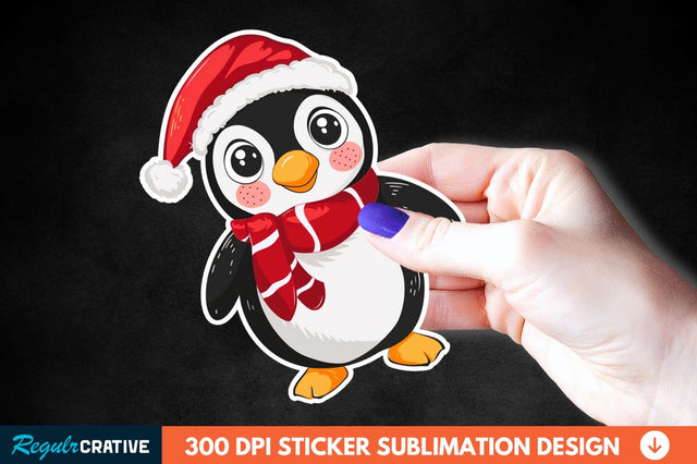 Christmas Cute Penguin Sticker Clipart Sublimation Regulrcrative 