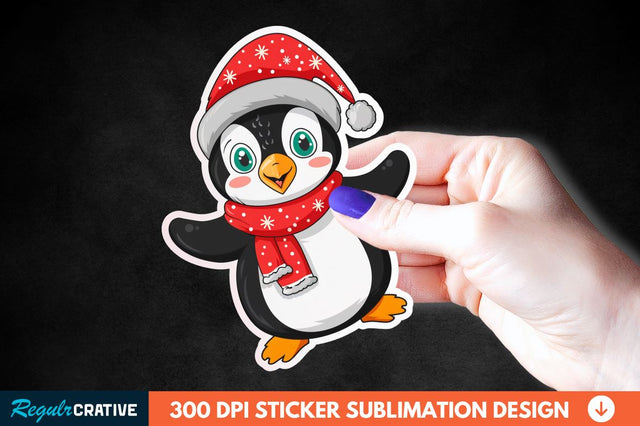 Christmas Cute Penguin Sticker Clipart Sublimation Regulrcrative 