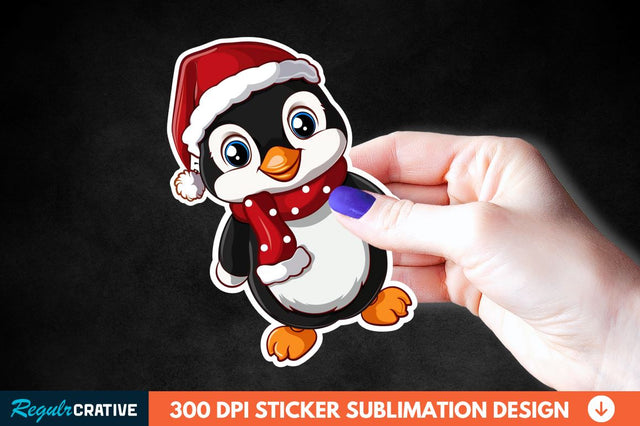 Christmas Cute Penguin Sticker Clipart Sublimation Regulrcrative 