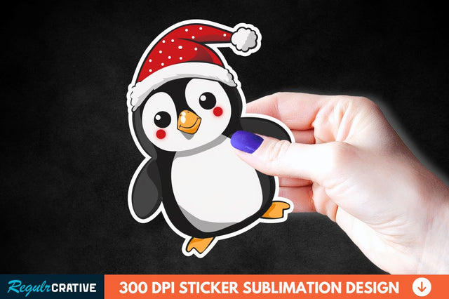 Christmas Cute Penguin Sticker Clipart Sublimation Regulrcrative 