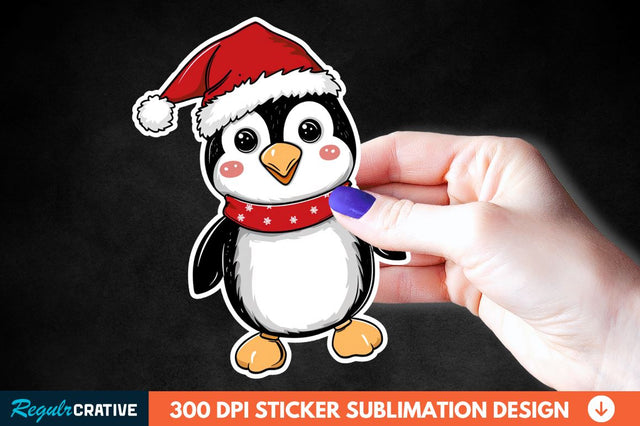 Christmas Cute Penguin Sticker Clipart Sublimation Regulrcrative 