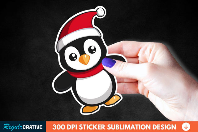 Christmas Cute Penguin Sticker Clipart Sublimation Regulrcrative 