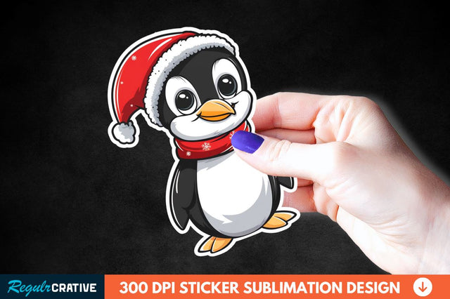 Christmas Cute Penguin Sticker Clipart Sublimation Regulrcrative 