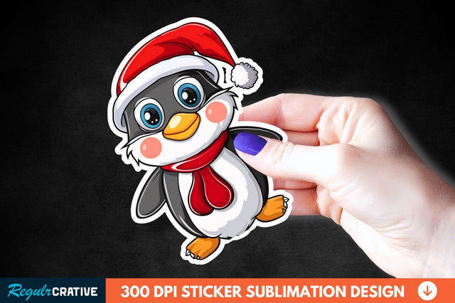 Christmas Cute Penguin Sticker Clipart Sublimation Regulrcrative 