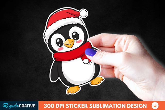 Christmas Cute Penguin Sticker Clipart Sublimation Regulrcrative 