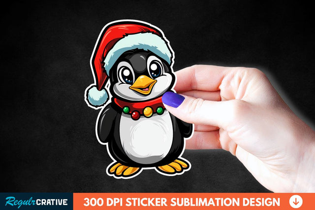 Christmas Cute Penguin Sticker Clipart Sublimation Regulrcrative 