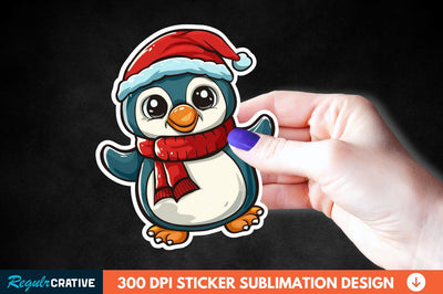 Christmas Cute Penguin Sticker Clipart Sublimation Regulrcrative 