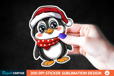 Christmas Cute Penguin Sticker Clipart Sublimation Regulrcrative 