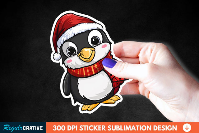 Christmas Cute Penguin Sticker Clipart Sublimation Regulrcrative 