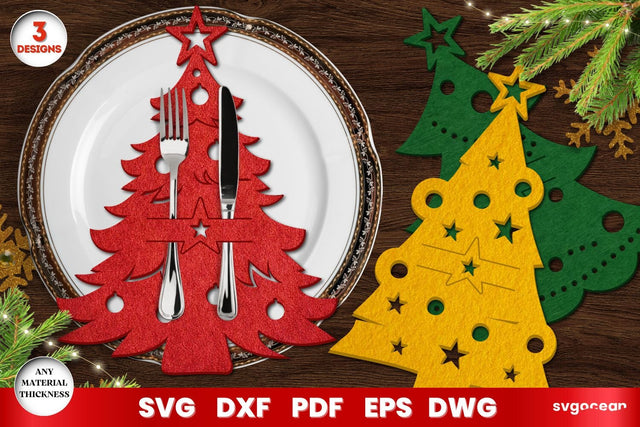Christmas Cutlery Holders Laser Cut SVG SvgOcean 