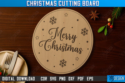 Christmas Cutting Board Laser Cut | Kitchen Supplies | Holidays Design | CNC File SVG Fly Design 