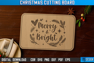 Christmas Cutting Board Laser Cut | Kitchen Supplies | Holidays Design | CNC File SVG Fly Design 
