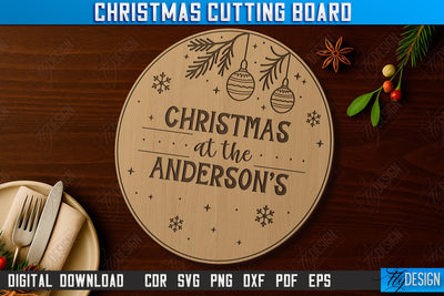 Christmas Cutting Board Laser Cut | Kitchen Supplies | Holidays Design | CNC File SVG Fly Design 