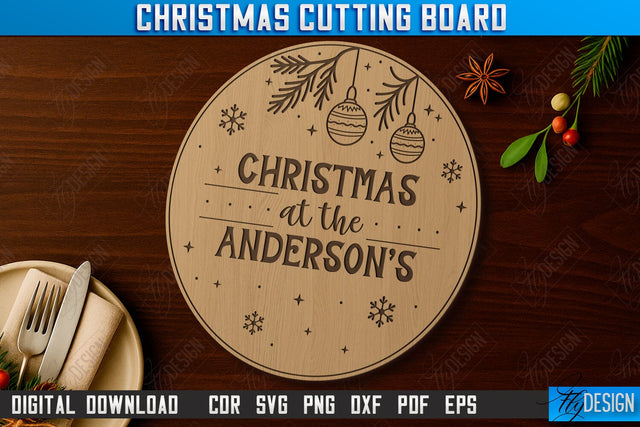 Christmas Cutting Board Laser Cut | Kitchen Supplies | Holidays Design | CNC File SVG Fly Design 