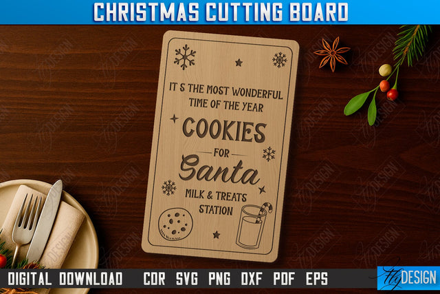 Christmas Cutting Board Laser Cut | Kitchen Supplies | Holidays Design | CNC File SVG Fly Design 