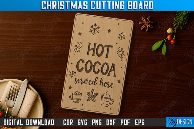 Christmas Cutting Board Laser Cut | Kitchen Supplies | Holidays Design | CNC File SVG Fly Design 