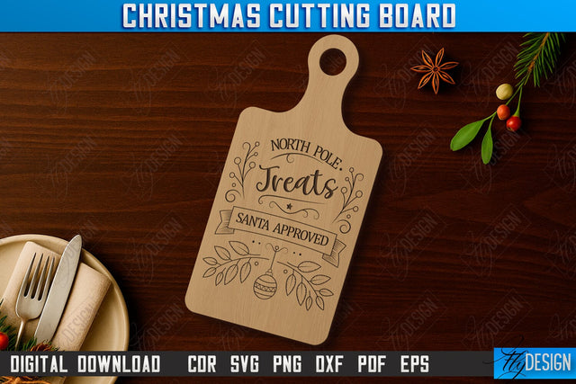 Christmas Cutting Board Laser Cut | Kitchen Supplies | Holidays Design | CNC File SVG Fly Design 