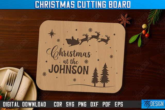 Christmas Cutting Board Laser Cut | Kitchen Supplies | Holidays Design | CNC File SVG Fly Design 