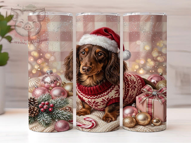 Christmas Dachshund 20oz Tumbler, Dachshund Christmas, Xmas Wiener Dog, Christmas Dog PNG, Doxie Tumbler Wrap, Holiday Dog Sub, Dachshund Coffee, Festive Pet Tumbler Sublimation Lara' s Designs 