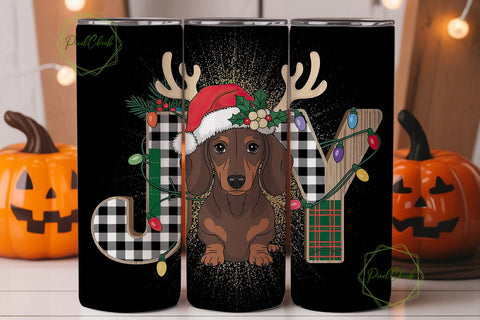 Christmas Dachshund Joy 20oz Tumbler Sublimation PixelChick 
