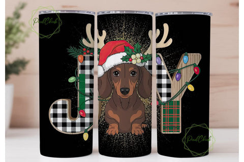 Christmas Dachshund Joy 20oz Tumbler Sublimation PixelChick 