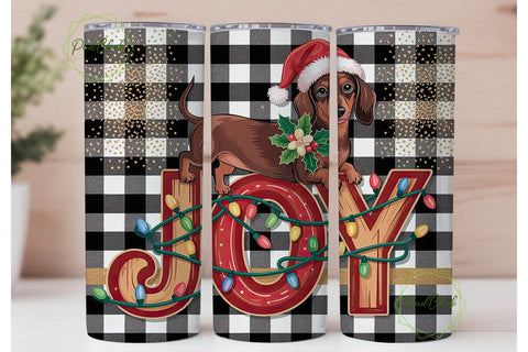 Christmas Dachshund Joy 20oz Tumbler Sublimation PixelChick 