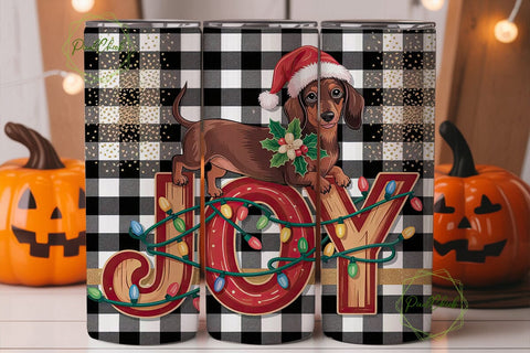 Christmas Dachshund Joy 20oz Tumbler Sublimation PixelChick 