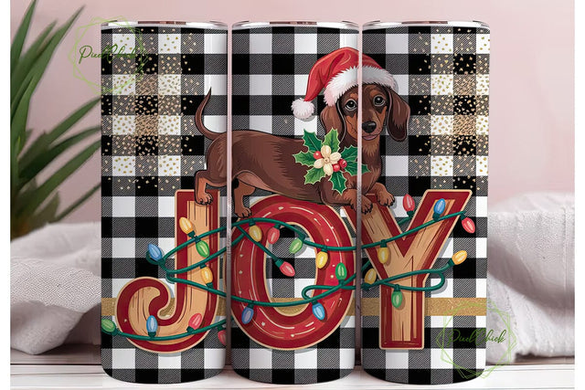Christmas Dachshund Joy 20oz Tumbler Sublimation PixelChick 
