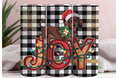 Christmas Dachshund Joy 20oz Tumbler Sublimation PixelChick 