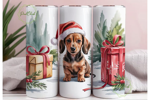 Christmas Dachshund Puppy 20oz Tumbler Sublimation PixelChick 