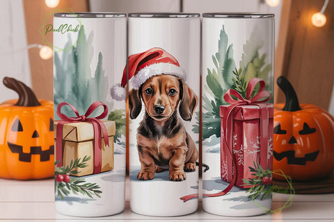 Christmas Dachshund Puppy 20oz Tumbler Sublimation PixelChick 