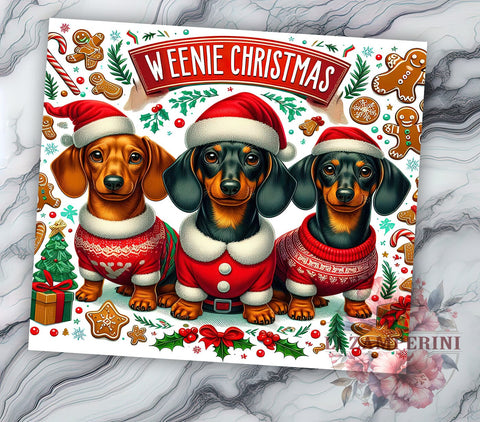 Christmas Dachshund Tumbler Wrap, Wiener Dog Santa Design, 20oz Sublimation Wrap, Cute Holiday Drinkware, Digital Download Tumbler, Dachshund Christmas Gift, Festive Dog Art Sublimation Li Zamperini 