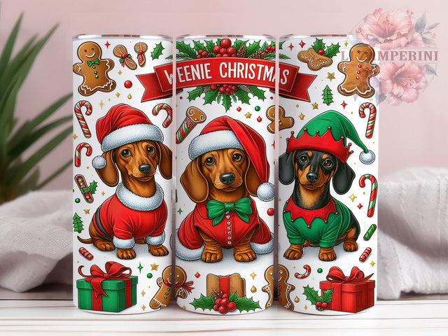 Christmas Dachshund Tumbler Wrap, Wiener Dog Santa Design, 20oz Sublimation Wrap, Cute Holiday Drinkware, Digital Download Tumbler, Dachshund Christmas Gift, Festive Dog Art Sublimation Li Zamperini 