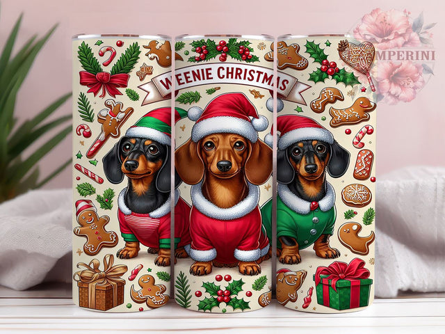 Christmas Dachshund Tumbler Wrap, Wiener Dog Santa Design, 20oz Sublimation Wrap, Cute Holiday Drinkware, Digital Download Tumbler, Dachshund Christmas Gift, Festive Dog Art Sublimation Li Zamperini 