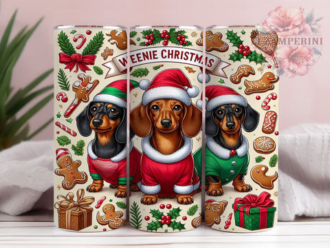 Christmas Dachshund Tumbler Wrap, Wiener Dog Santa Design, 20oz Sublimation Wrap, Cute Holiday Drinkware, Digital Download Tumbler, Dachshund Christmas Gift, Festive Dog Art Sublimation Li Zamperini 