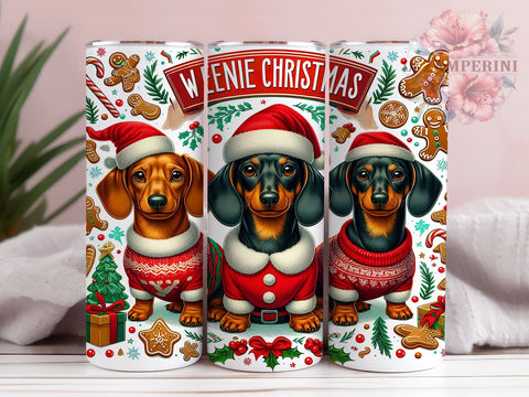 Christmas Dachshund Tumbler Wrap, Wiener Dog Santa Design, 20oz Sublimation Wrap, Cute Holiday Drinkware, Digital Download Tumbler, Dachshund Christmas Gift, Festive Dog Art Sublimation Li Zamperini 