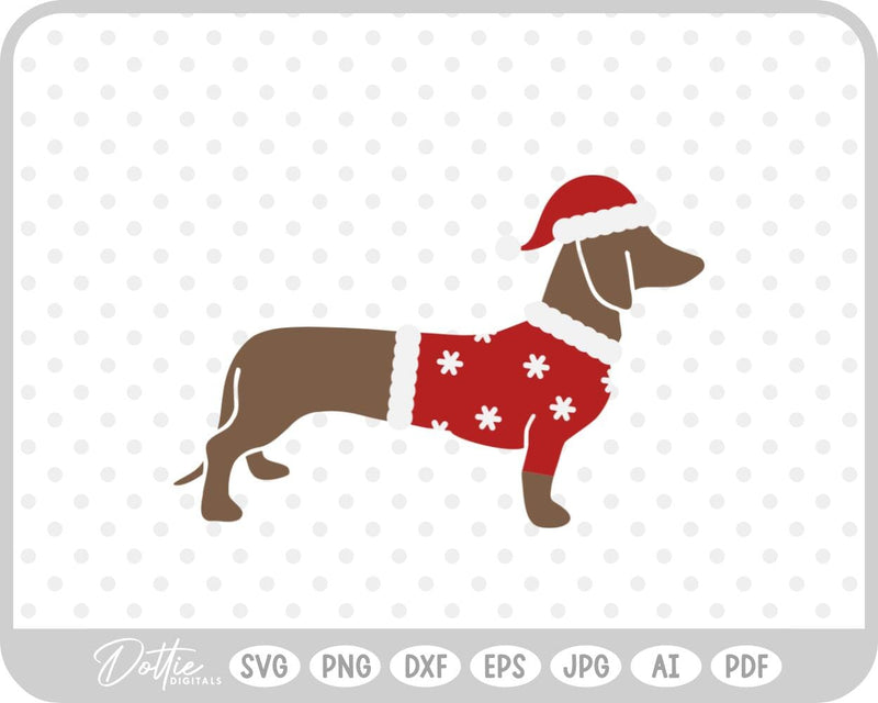 Christmas Dachshund Weiner Dog SVG DottieDigitals 