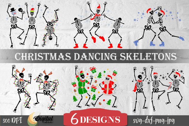 Christmas dancing skeleton svg. Funny skeleton bundle svg SVG Evgenyia Guschina 