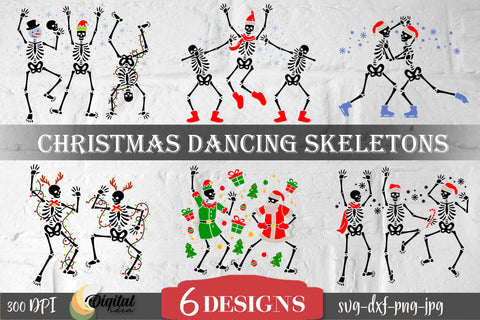 Christmas dancing skeleton svg. Funny skeleton bundle svg SVG Evgenyia Guschina 