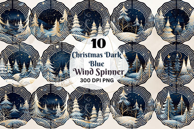 Christmas Dark Blue Wind Spinner Sublimation Regulrcrative 