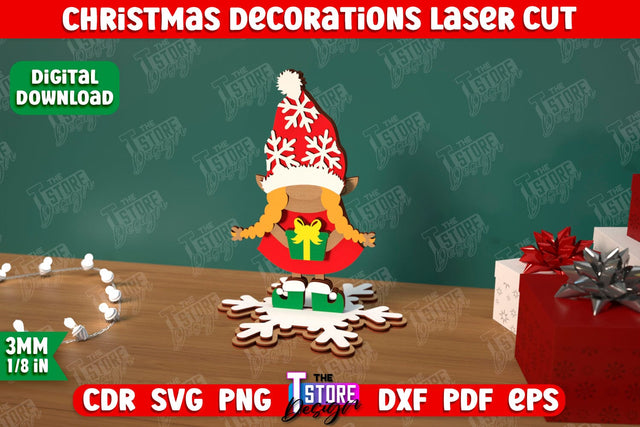Christmas Decorations | Gift Idea | Decorative Figurine | Table Statuette | CNC File SVG The T Store Design 