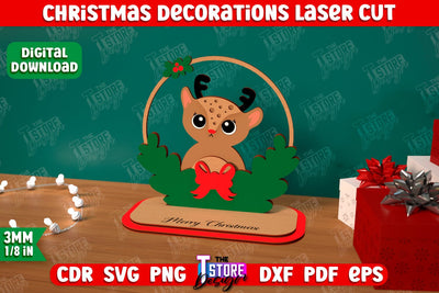 Christmas Decorations | Gift Idea | Decorative Figurine | Table Statuette | CNC File SVG The T Store Design 