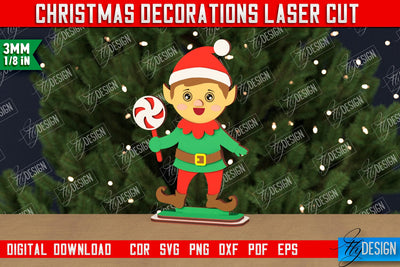 Christmas Decorations | Gift Idea | Decorative Figurine | Table Statuette Elf | CNC File SVG Fly Design 