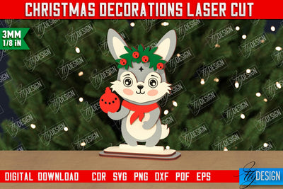 Christmas Decorations | Gift Idea | Decorative Figurine | Table Statuette Hare | CNC File SVG Fly Design 