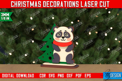 Christmas Decorations | Gift Idea | Decorative Figurine | Table Statuette Panda | CNC File SVG Fly Design 