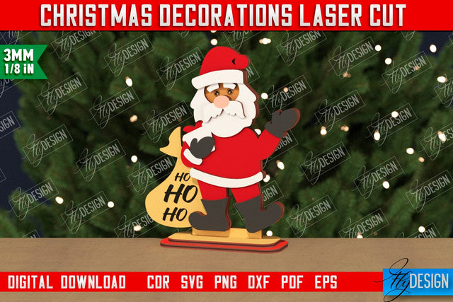 Christmas Decorations | Gift Idea | Decorative Figurine | Table Statuette Santa Claus | CNC File SVG Fly Design 