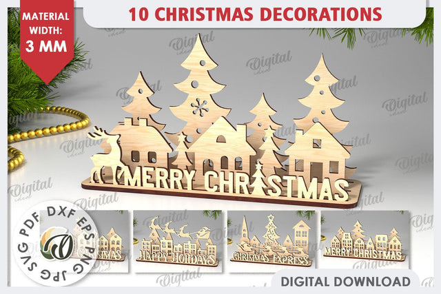 Christmas Decorations Laser Cut Bundle. XMas Home Decor SVG SVG Evgenyia Guschina 